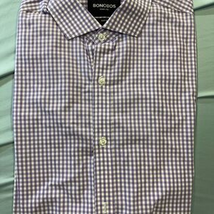 Bonobos Men’s Lavender and White Gingham Dress Shirt